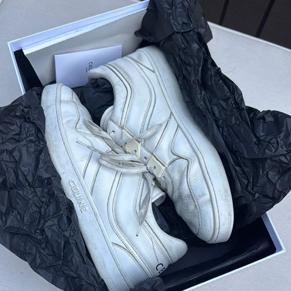 Celine Off-White Leather Low-Top Sneakers - Picture 9 of 9